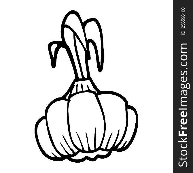 line drawing cartoon sprouting garlic