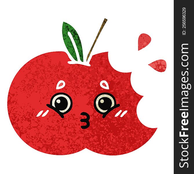 Retro Illustration Style Cartoon Red Apple