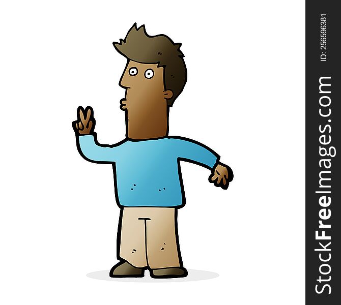 cartoon man signaling with hand