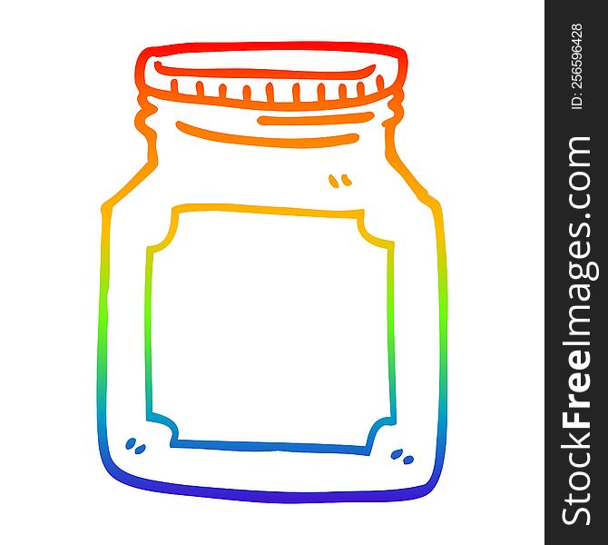 rainbow gradient line drawing of a cartoon storage jar