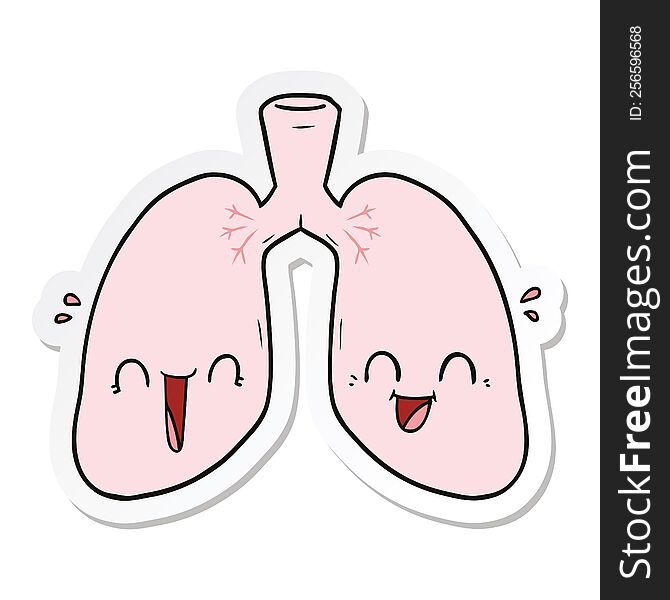 sticker of a cartoon happy lungs