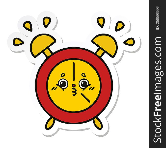 Sticker Of A Cute Cartoon Alarm Clock