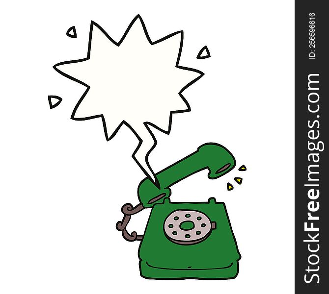 Cartoon Old Telephone And Speech Bubble