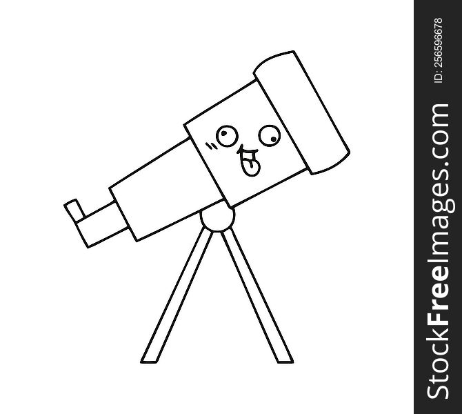 line drawing cartoon of a telescope