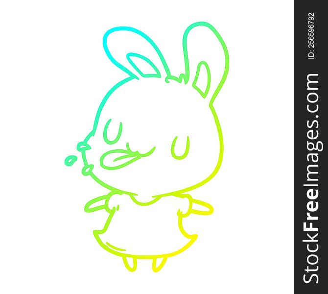 cold gradient line drawing of a cute rabbit blowing raspberry