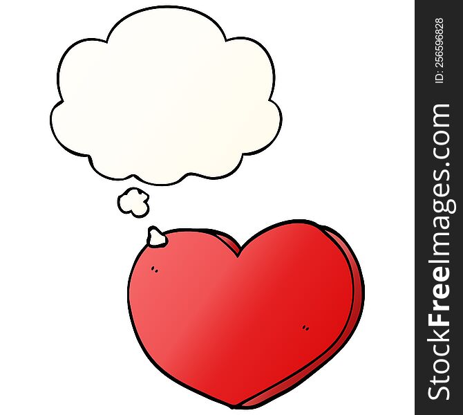 Cartoon Heart And Thought Bubble In Smooth Gradient Style