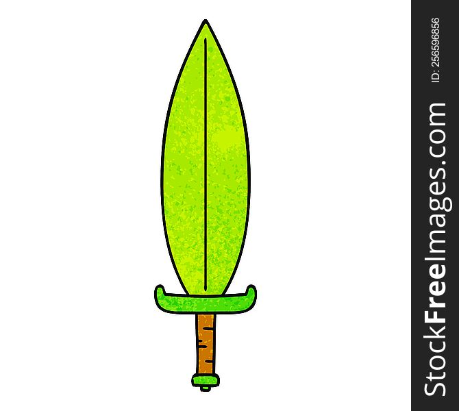 Textured Cartoon Doodle Of A Magic Leaf Knife