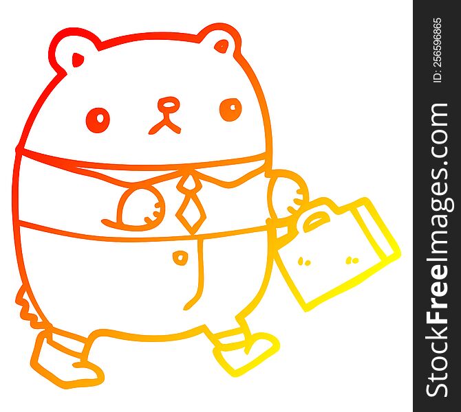 Warm Gradient Line Drawing Cartoon Bear In Work Clothes