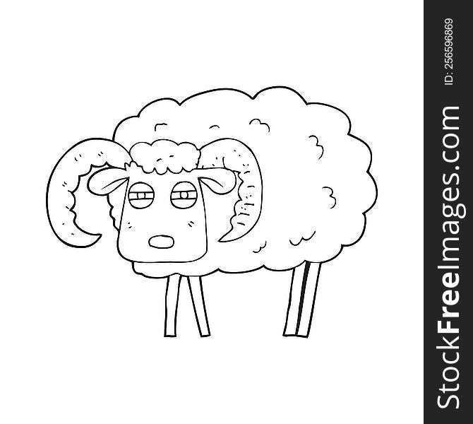 Black And White Cartoon Ram Covered In Mud