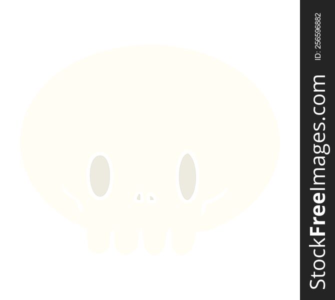 flat color style cartoon skull