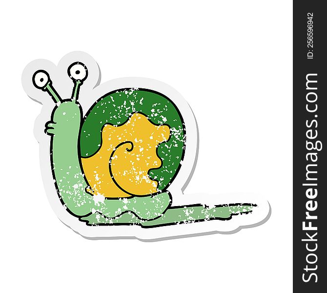 distressed sticker of a cartoon snail