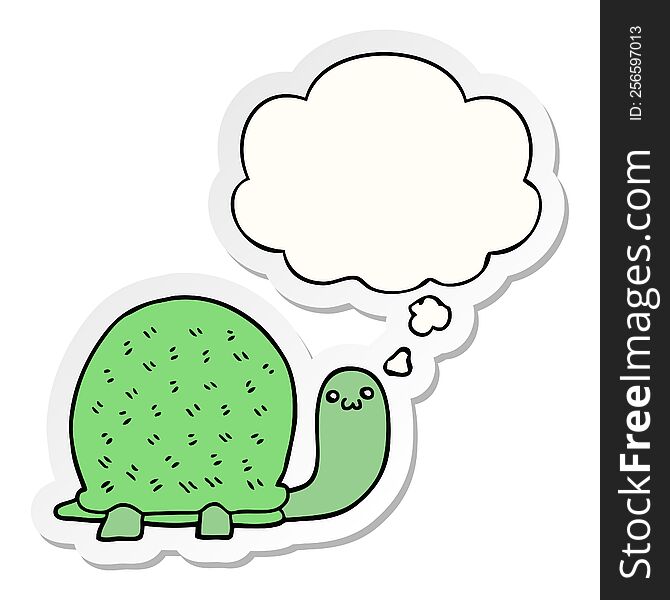 cute cartoon turtle with thought bubble as a printed sticker