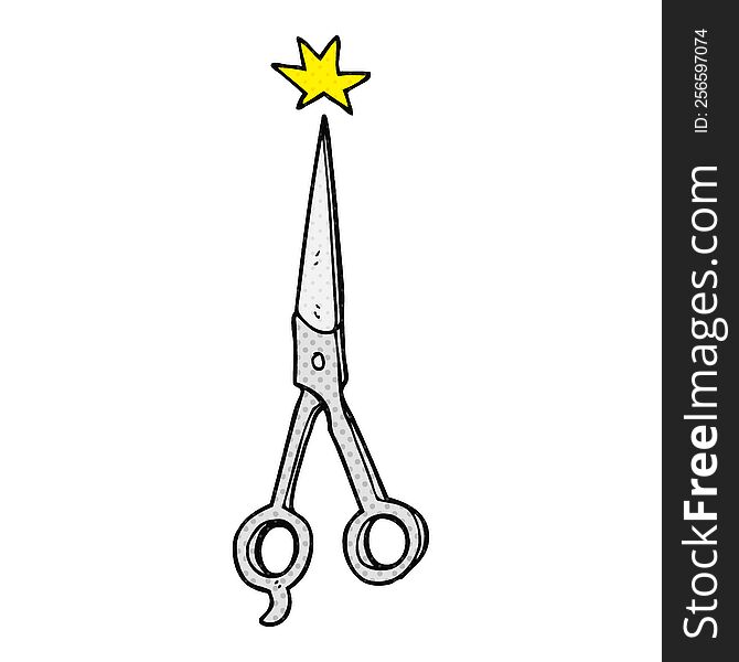 freehand drawn cartoon barber scissors