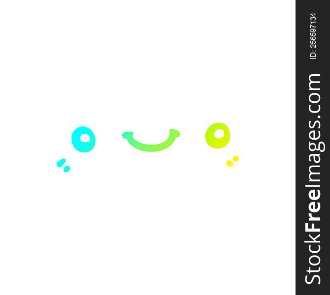 Cold Gradient Line Drawing Cartoon Cute Happy Face