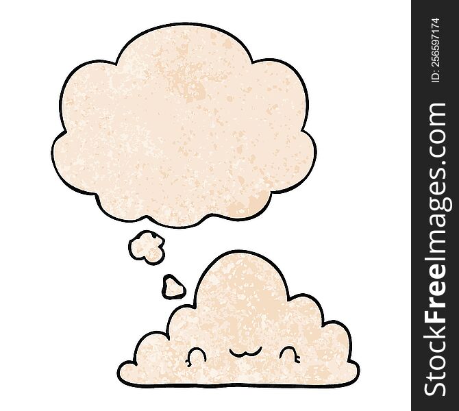 Cute Cartoon Cloud And Thought Bubble In Grunge Texture Pattern Style