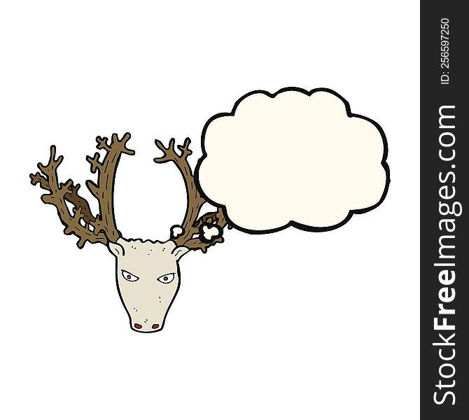 cartoon stag head with thought bubble