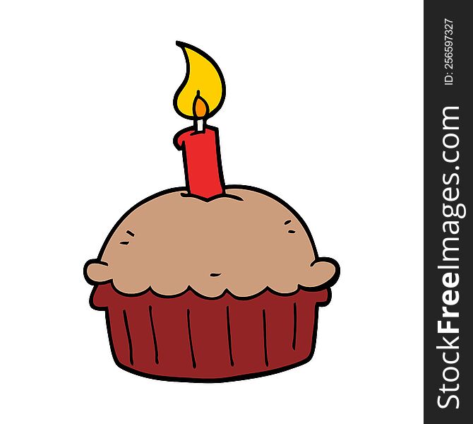 Cartoon Birthday Cupcake