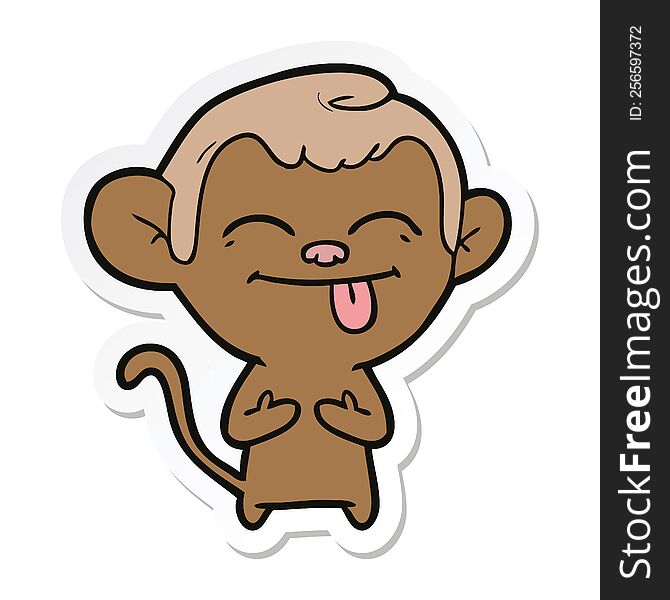 Sticker Of A Funny Cartoon Monkey