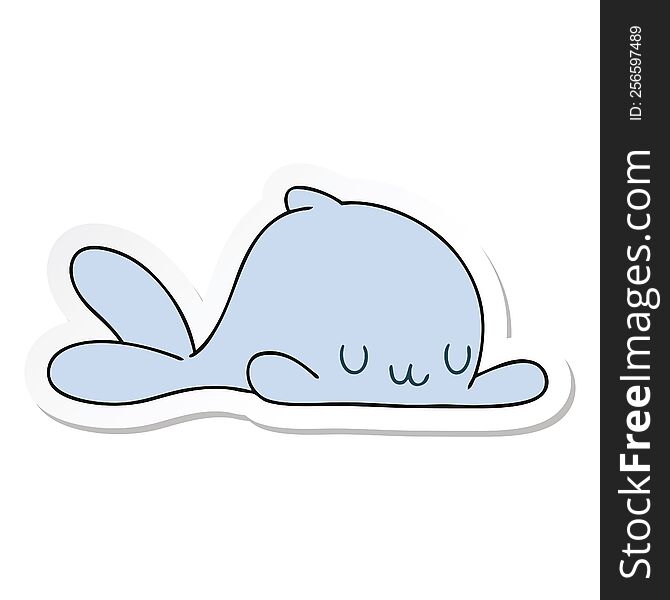 Sticker Of A Quirky Hand Drawn Cartoon Whale