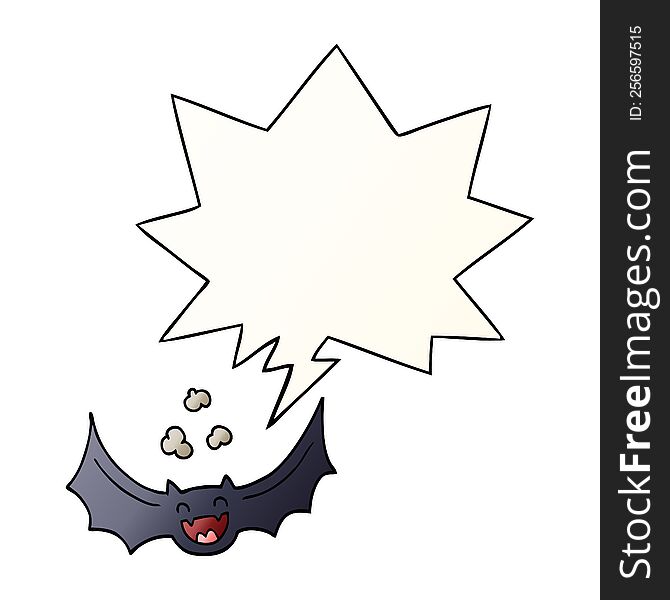 Cartoon Bat And Speech Bubble In Smooth Gradient Style
