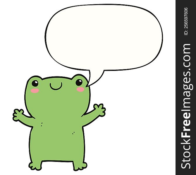 Cute Cartoon Frog And Speech Bubble