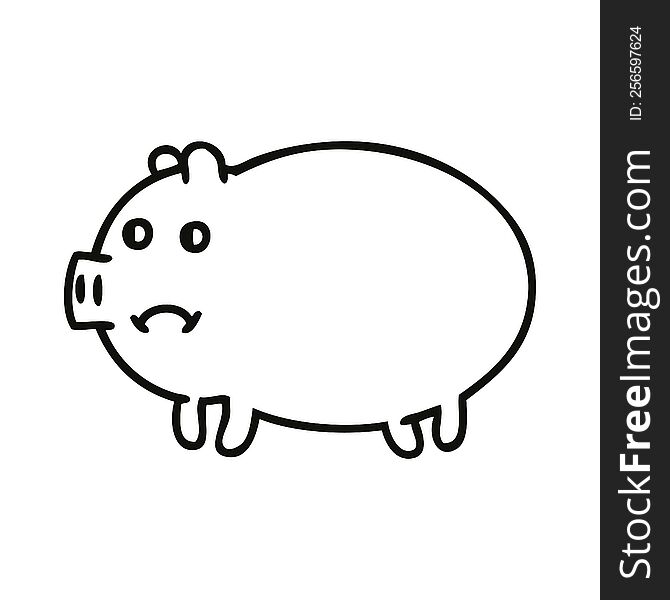 Line Drawing Cartoon Pig