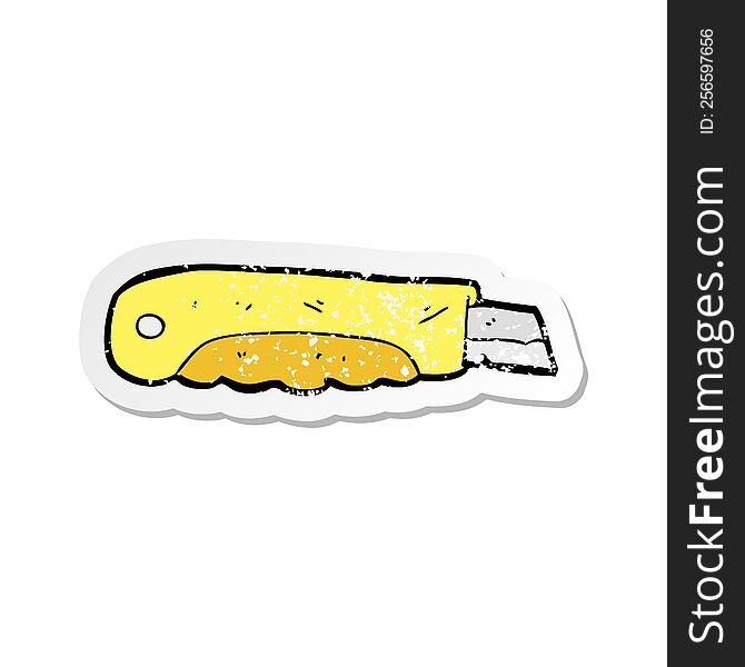 retro distressed sticker of a cartoon construction knife