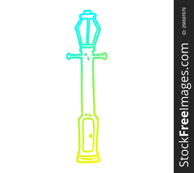 cold gradient line drawing cartoon lamp post