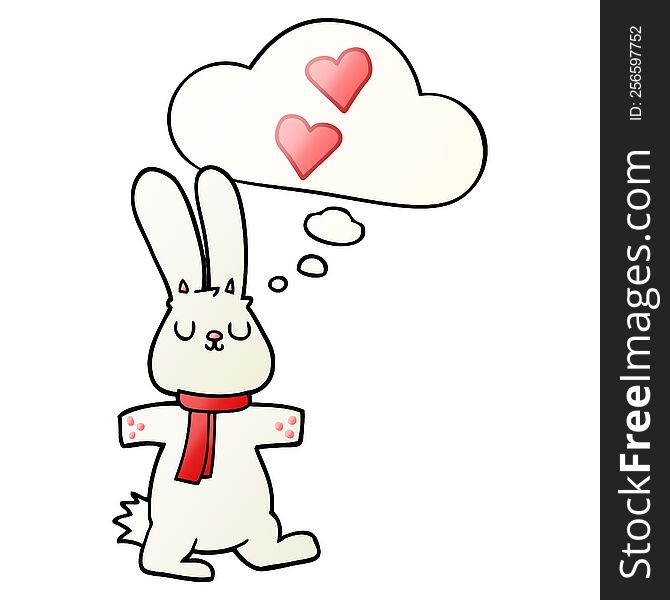 Cartoon Rabbit In Love And Thought Bubble In Smooth Gradient Style