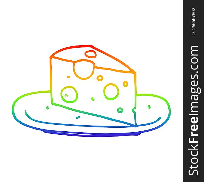 Rainbow Gradient Line Drawing Cartoon Cheese