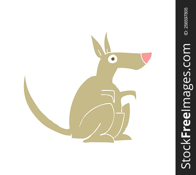 Flat Color Illustration Of A Cartoon Kangaroo