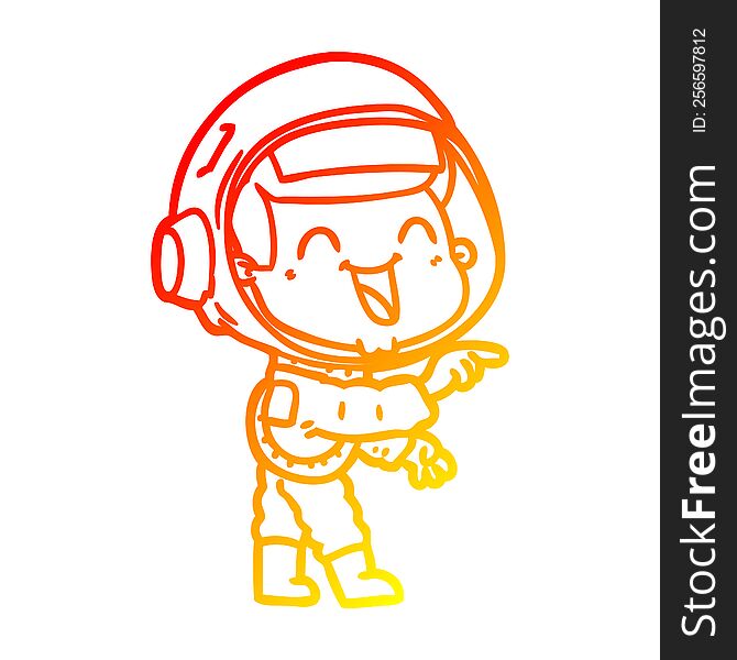 Warm Gradient Line Drawing Happy Cartoon Astronaut