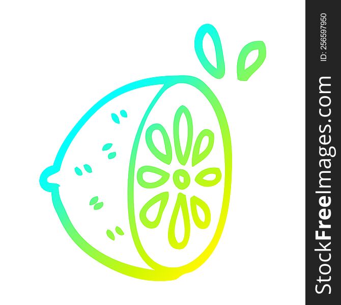 Cold Gradient Line Drawing Cartoon Lemon Fruit