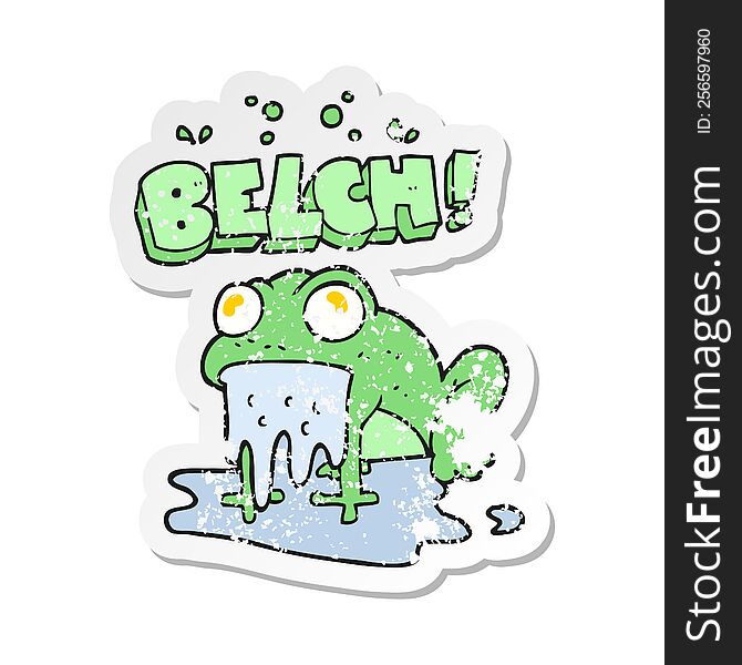 retro distressed sticker of a cartoon gross little frog