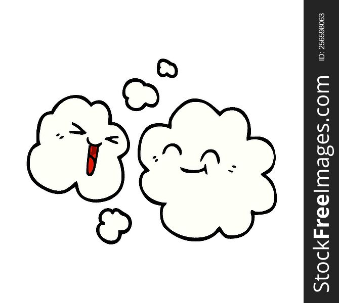 cartoon doodle white happy clouds