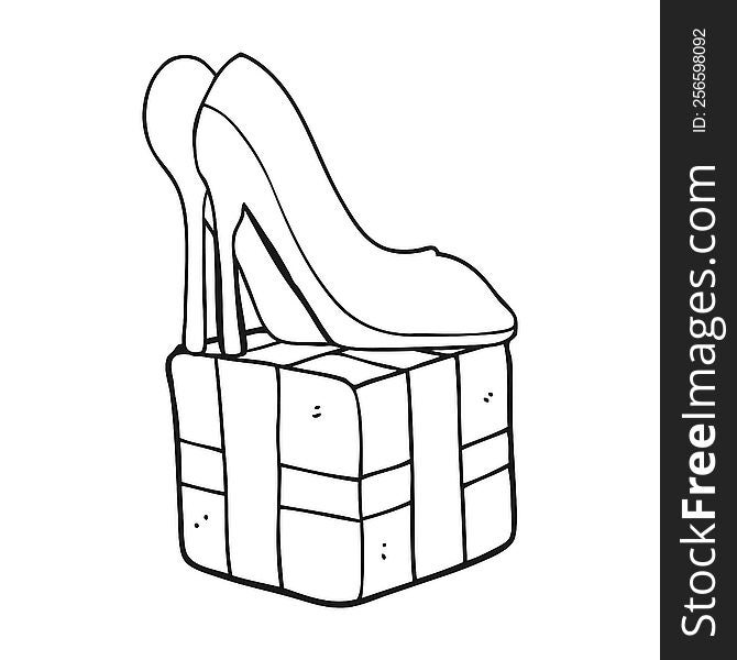 freehand drawn black and white cartoon high heel shoes gift