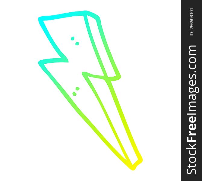 cold gradient line drawing of a cartoon lightning bolt