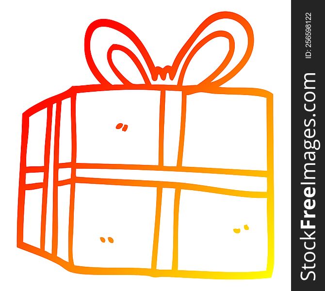 warm gradient line drawing of a cartoon wrapped present