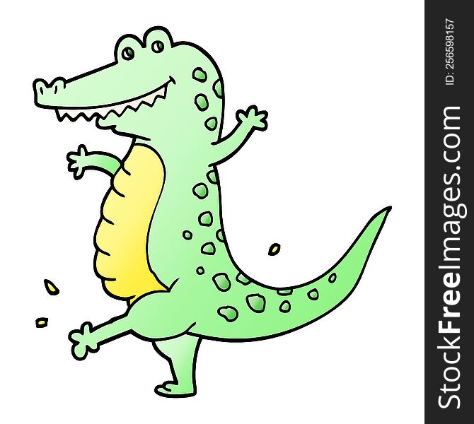 Vector Gradient Illustration Cartoon Dancing Crocodile