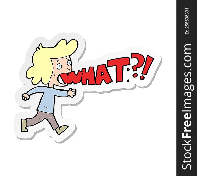 sticker of a cartoon woman shouting what