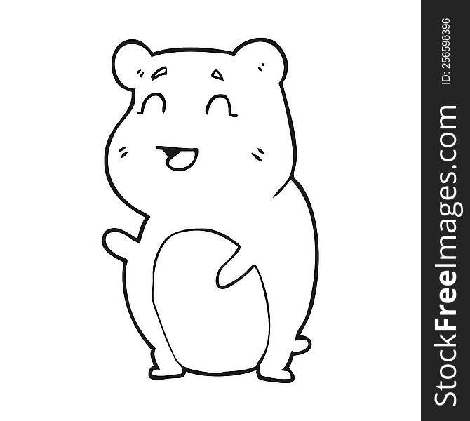 freehand drawn black and white cartoon cute hamster