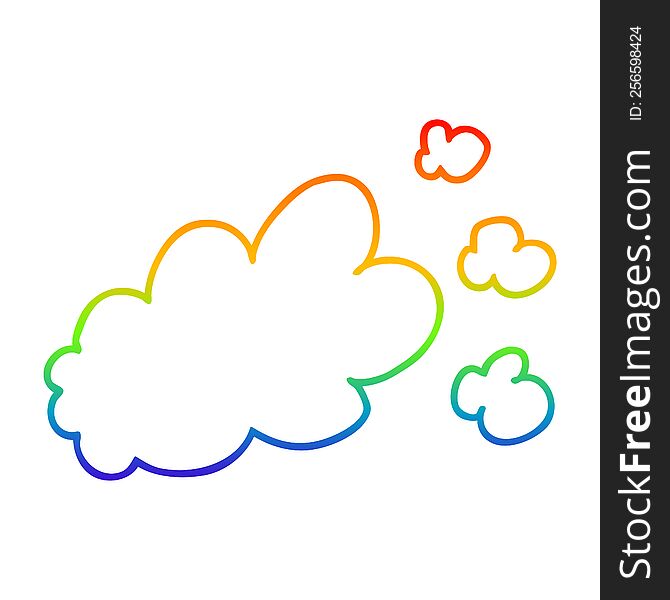 rainbow gradient line drawing of a cartoon puff of smoke