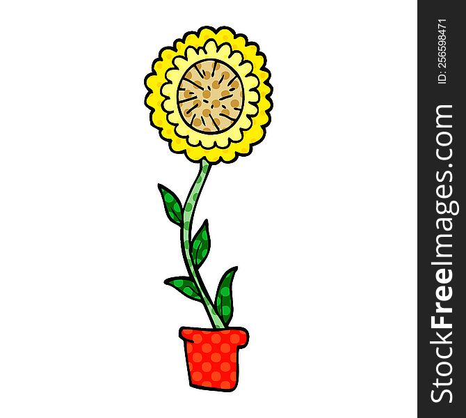 cartoon doodle flower pot