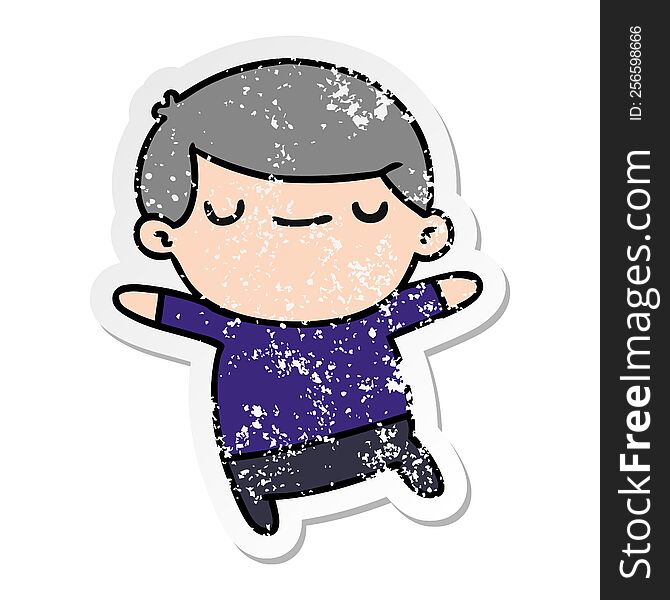 distressed sticker cartoon of kawaii cute older man