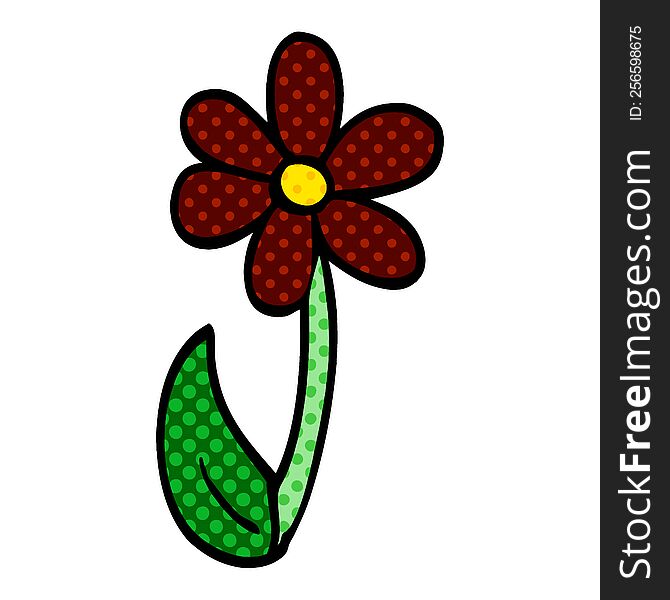 cartoon doodle single flower