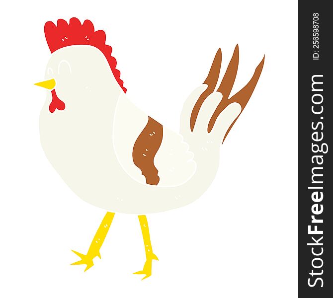 Flat Color Illustration Of A Cartoon Chicken