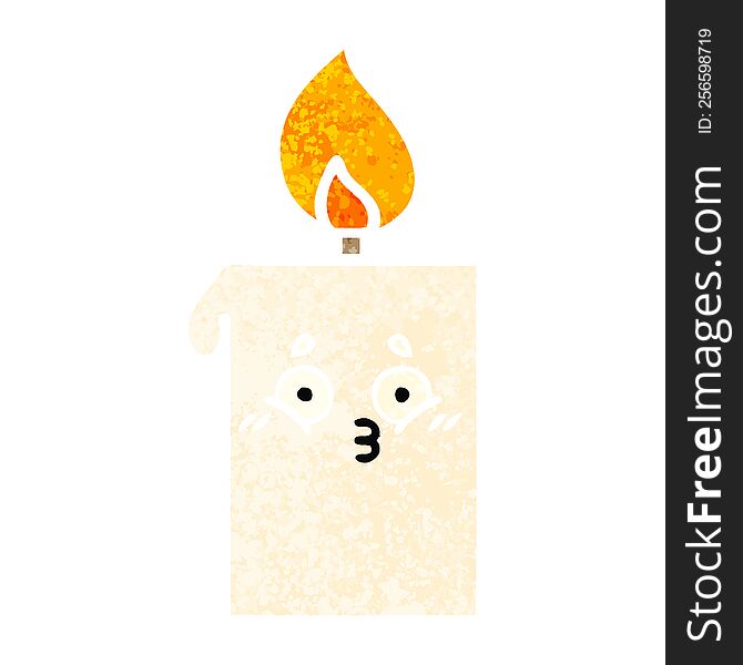 Retro Illustration Style Cartoon Lit Candle