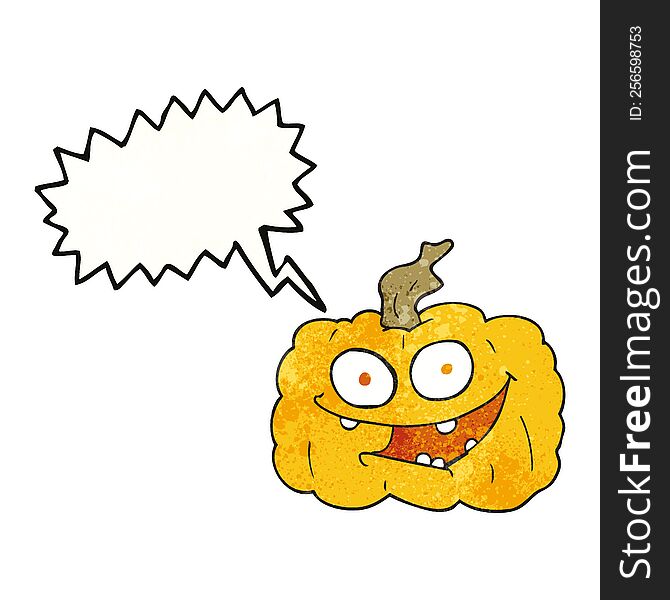 freehand speech bubble textured cartoon pumpkin