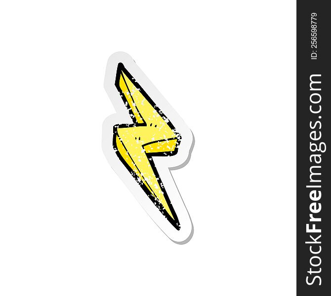 Retro Distressed Sticker Of A Cartoon Lightning Bolt Symbol