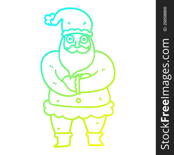 Cold Gradient Line Drawing Cartoon Santa
